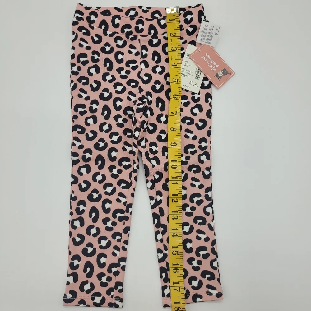 Gymboree Leggings Leopard Animal Print Pink Black Stretch Size 12-18mo NEW